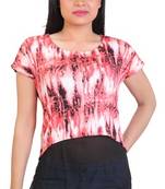 Red stretchable lycra fabric printed  top