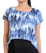 Blue stretchable lycra fabric printed  top