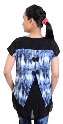 Blue stretchable lycra fabric printed  top 3