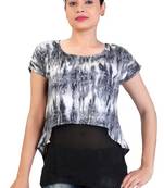 Grey stretchable lycra fabric printed  top
