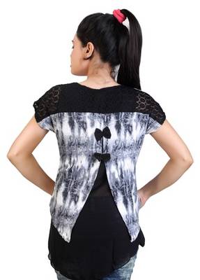 Grey stretchable lycra fabric printed  top 3