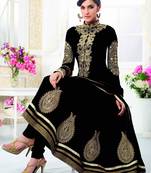 Black georgette embroidered semi stitiched salwar with dupatta