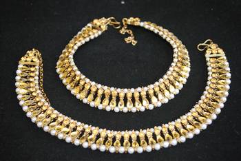 Traditional Anklets, payal with Golden Stone 1