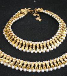 Traditional Anklets, payal with Golden Stone