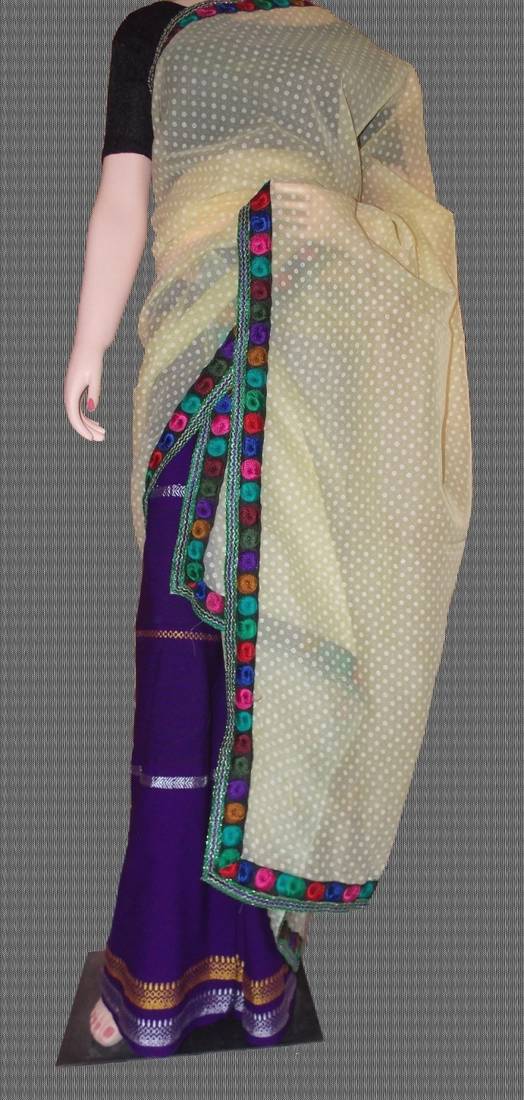 Nylon net fabric chadar with self print and manipuri weaved mekhela