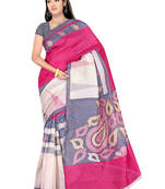 Pink Printed Bhagalpuri Silk Saree With Blouse