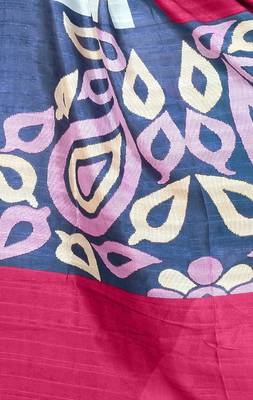 Pink Printed Bhagalpuri Silk Saree With Blouse 4