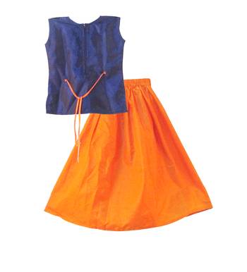 Orange Poly Silk Readymade Lehenga Cholis 2
