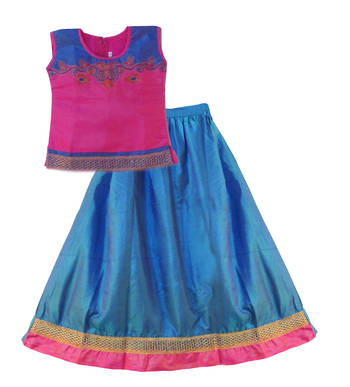 Blue Poly Silk Readymade Lehenga Cholis 1