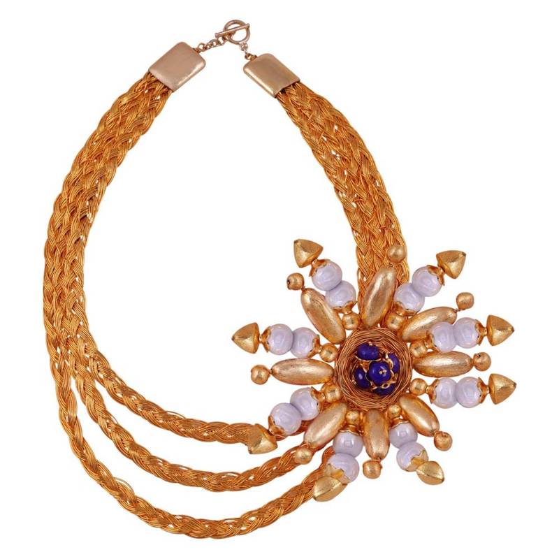 Gold & White Colored Lei Necklace