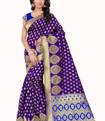 Purple Plain Banarasi Art Silk Saree With Blouse