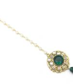 Maang Tikka Decorated With Green Crystal