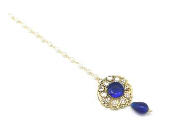 Maang Tikka Decorated With Blue Crystal 2