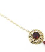 Maang Tikka Decorated With Red Crystal