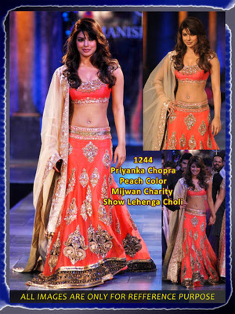Priyanka chopra Orange lehenga bollywood replica saree