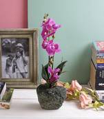 Beautiful Purple 32.5 Cm High Artificial Floral Stick With Vase