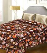 Multicolored Floral Print Katha Work Cotton Double Bed Cover