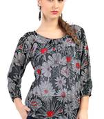 women's multicolor digital print chiffon butti top