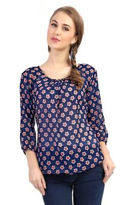 women's multicolor digital print chiffon butti top 1
