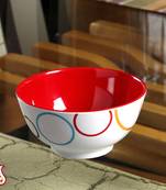 Red And White Circle Print Melamine Bowl