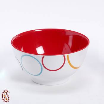 Red And White Circle Print Melamine Bowl 2