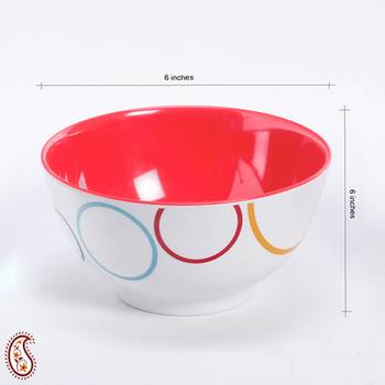 Red And White Circle Print Melamine Bowl 3