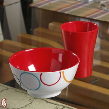 Red And White Circle Print Melamine Tumbler Set 1