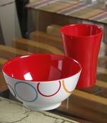 Red And White Circle Print Melamine Tumbler Set