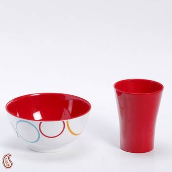 Red And White Circle Print Melamine Tumbler Set 2