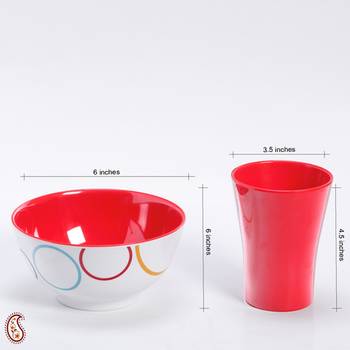 Red And White Circle Print Melamine Tumbler Set 3