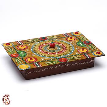 Wood And Clay Handmade Traditional Jewelry Cum Utility Box 1