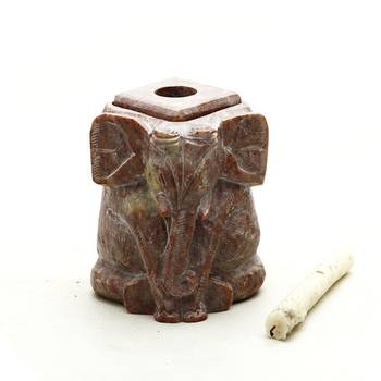 Elephant Shaped Carved Stone Candle Stand 1