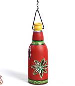 Red Terracotta Bottle Lantern With Hand Painted Motifs