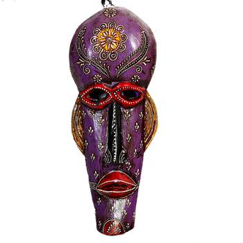 Wooden Crafted Tribal Mask In Purple 1