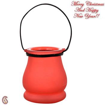 Red & Brown 2 Lantern Style Tealight Holder 2