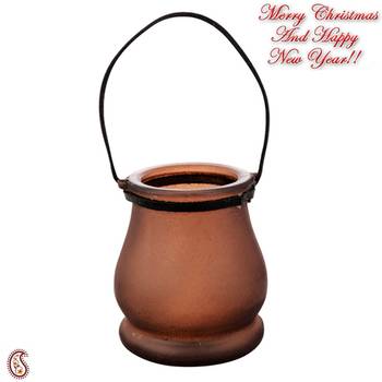 Red & Brown 2 Lantern Style Tealight Holder 3