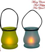 Green & Blue 2 Lantern Style Tealight Holders