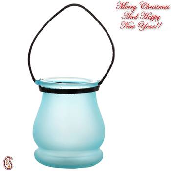 Green & Blue 2 Lantern Style Tealight Holders 3