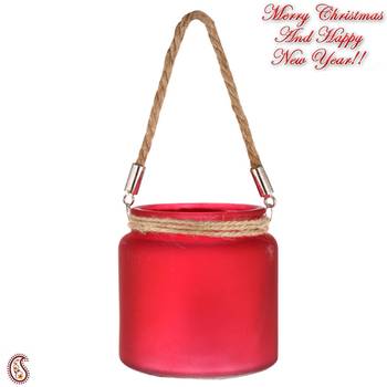 Red & White 2 Hanging Bucket Style Tealight Holders 2
