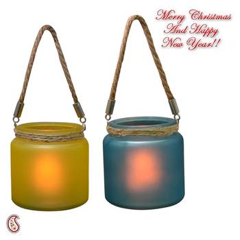 Yellow & Blue 2 Hanging Bucket Style Tealight Holders 1