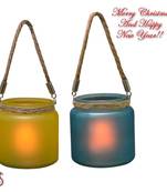 Yellow & Blue 2 Hanging Bucket Style Tealight Holders