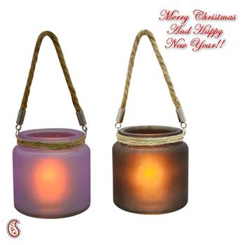 Purple & Black 2 Hanging Bucket Style Tealight Holders 1