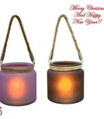 Purple & Black 2 Hanging Bucket Style Tealight Holders