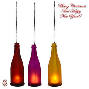 Solid & Charming 3 Bottle Style Hanging Tealight Holders 1