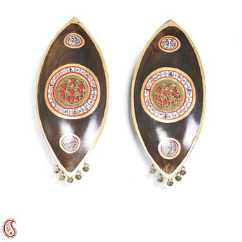 Twin Wood Tribal Art Wall D  Cor With Painted Motifs 1