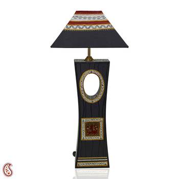Hand Cut And Painted Grey And Black Wooden Lamp Shade 1