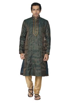 Green Brocade Kurta Pajama 1