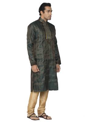 Green Brocade Kurta Pajama 3