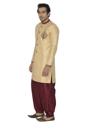 Beige Dupion Silk Kurta Pajama 3