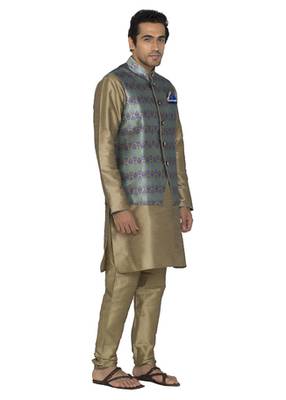 Grey Dupion Silk Kurta Pajama 1